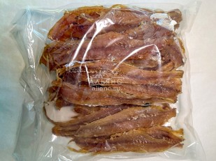 Рыбные снеки: Минтай солёно-сушёный (рваный)